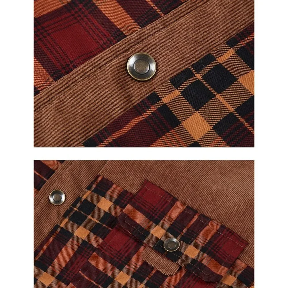 Men's Coffee Long Sleeve Sherpa Lined Flannel Shirt Jacket Fleeces